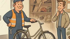 Witz: Tom kauft sein Rad beim Hausmeister